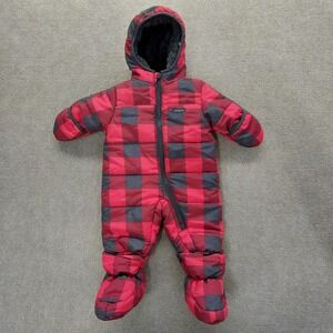 OshKosh B'gosh Snow Suit Bunting Baby 0/3 Month Boys Girls Red Buffalo Plaid